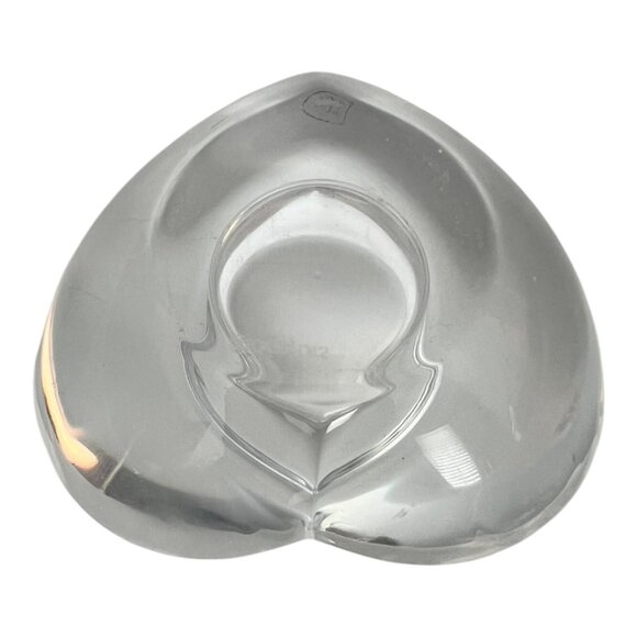 Orrefors Slanted Heart Crystal Votive Candle Holder Sweden Clear Glass Decor - Picture 7 of 7